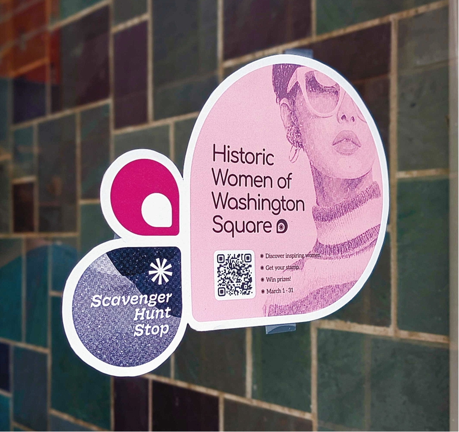 Scavenger Hunt Stop poster in shop window