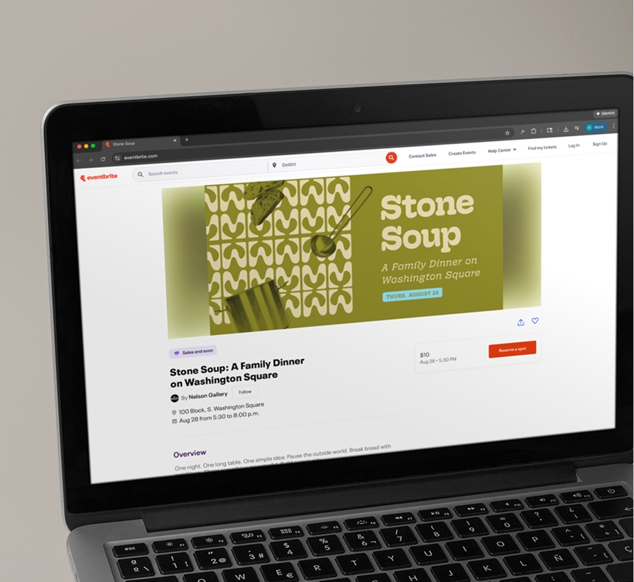 Eventbrite page for Stone Soup