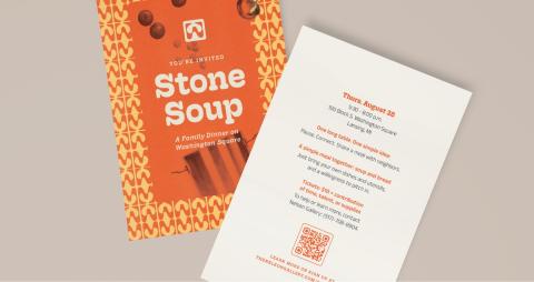 Stone Soup Invitation in retro-modern design style