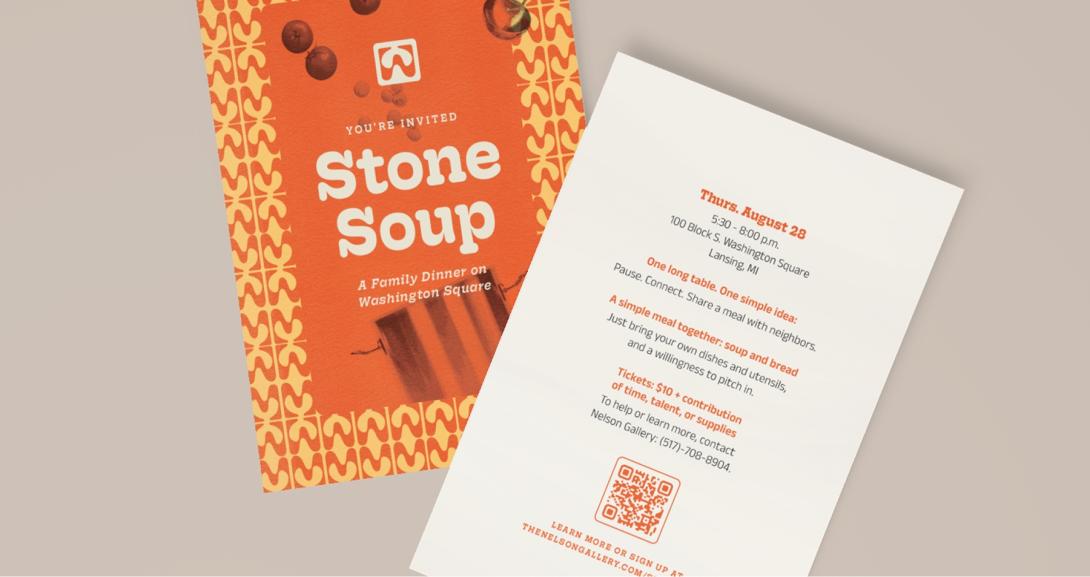 Stone Soup Invitation in retro-modern design style